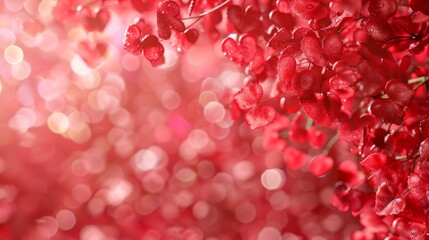 Close-up of vibrant red flowers on tree