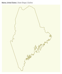 Maine, United States. Simple vector map. State shape. Outline style. Border of Maine. Vector illustration.