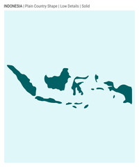 Indonesia plain country map. Low Details. Solid style. Shape of Indonesia. Vector illustration.