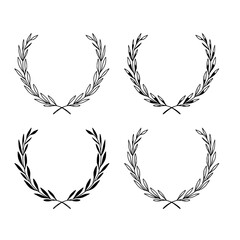 Laurel wreath tattoo design. White isolated background. Vector illustration.