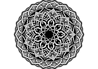 Mandala pattern black and white. 
Islam, Arabic, Pakistan, Moroccan, Turkish,
 Indian, Spain motifs. Anti-stress therapy patterns,
 coloring for adults.

