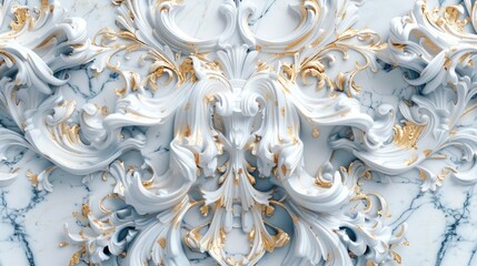 poem inspired by the mesmerizing beauty of marble carvings adorned with DMT visual flourishes, accentuated by ornate blue and gold details against a pristine white background 