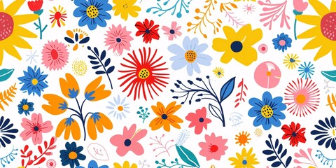 Obraz premium Vibrant floral design in a playful children's style.