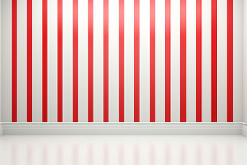 3d render of empty room with red and white striped wall.