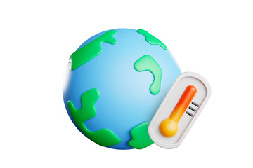 3D rendering. Global warming causes thermometers to soar and orange to boil.