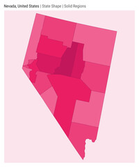 Nevada, United States. Simple vector map. State shape. Solid Regions style. Border of Nevada. Vector illustration.