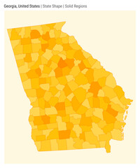 Georgia, United States. Simple vector map. State shape. Solid Regions style. Border of Georgia. Vector illustration.