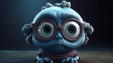 **An adorable 3D character with oversized eyes and a mischievous smile - obrazy, fototapety, plakaty