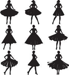 Silhouette Girl Collection in different poses.
