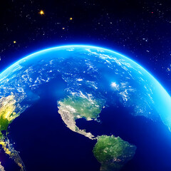 Night of Planet Earth globe from space view with city light of each country.