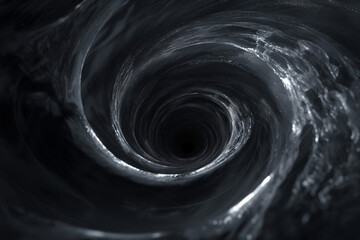 Abstract black and white spiral tunnel