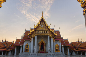 Wat Benchamabophit Dusitvanaram or White Marble Temple is Famous in Bangkok Thailand.