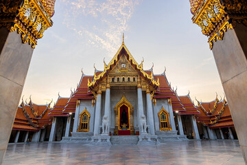 Wat Benchamabophit Dusitvanaram or White Marble Temple is Famous in Bangkok Thailand.
