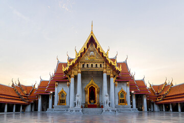 Wat Benchamabophit Dusitvanaram or White Marble Temple is Famous in Bangkok Thailand.