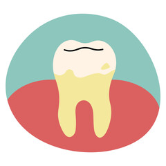 Teeth single 23 cute on a white background, vector illustration.
