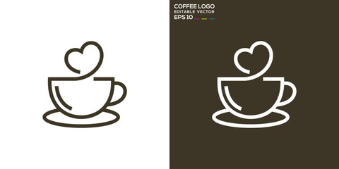 Vector design template of coffee combination with love logo, heart, diner, romantic, restaurant, icon symbol EPS 10