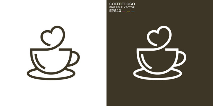 Vector design template of coffee combination with love logo, heart, diner, romantic, restaurant, icon symbol EPS 10