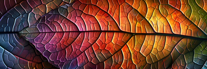 A rainbow leaf wallpaper with a rainbow background - obrazy, fototapety, plakaty