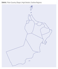 Oman plain country map. High Details. Outline Regions style. Shape of Oman. Vector illustration.