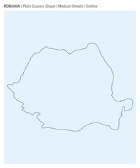 Romania plain country map. Medium Details. Outline style. Shape of Romania. Vector illustration.