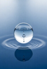 A-clear-water-droplet-suspended-in-the-airHD 8K wallpaper Stock Photographic Image