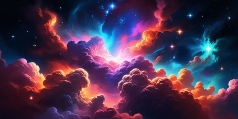 Colorful-cosmic-clouds-with-glowi (HD 8K wallpaper Stock Photographic Image