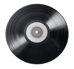 Old vinyl record isolated on white background, png.