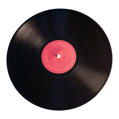 Old vinyl record isolated on white background, png.