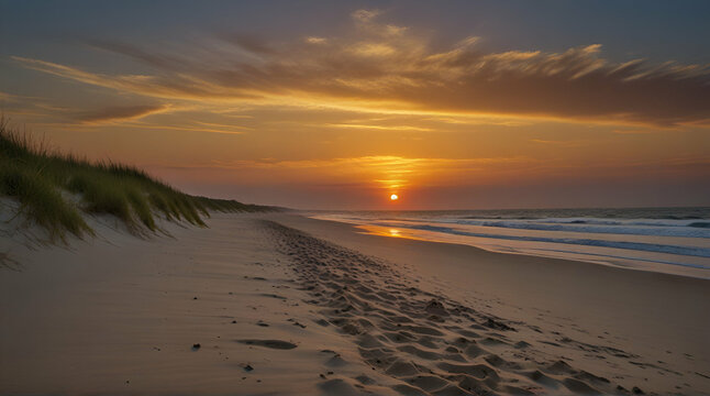 Sunset at the dune beach, Generative.AI
