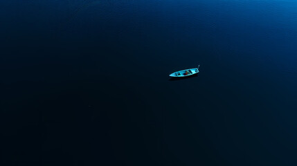A small boat in the middle of the sea