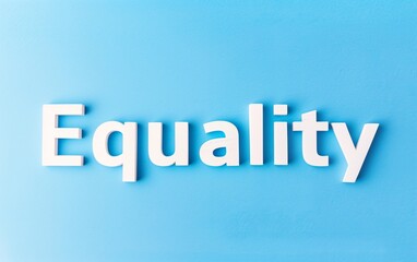 Equality against vibrant blue surface - Gender Equality, Racial Equality, Legal Equality - Government, Media