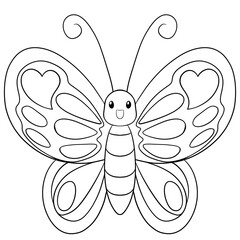 doodle butterfly cartoon line drawing for coloring page