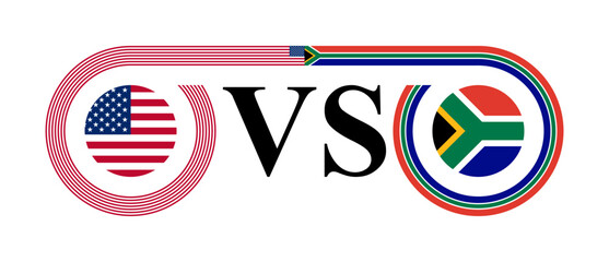concept between united states vs south africa. vector illustration isolated on white background