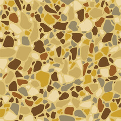 Terrazzo flooring seamless pattern in earth brown colors. Classic italian type of floor in Venetian style composed of natural stone, granite, quartz, marble. Vector texture - 790546559