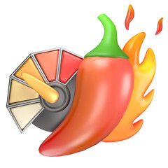 Hot chili Spicy Level 3D illustration