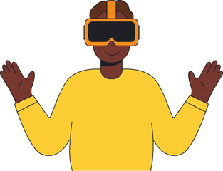 Man in VR glasses. Flat illustration of a man in VR glasses, modern gadget. - 790547133