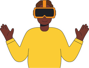 Man in VR glasses. Flat illustration of a man in VR glasses, modern gadget.