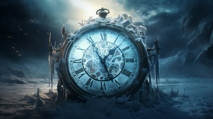 Time travel Technology Background with Clock concept and Time Machine, Can rotate clock hands. Jump into the time portal in hours. Traveling in space and time. frozen time/clock
