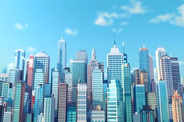 Fototapeta na wymiar : A 3D vector representation of a city skyline, with towering skyscrapers symbolizing thriving businesses.