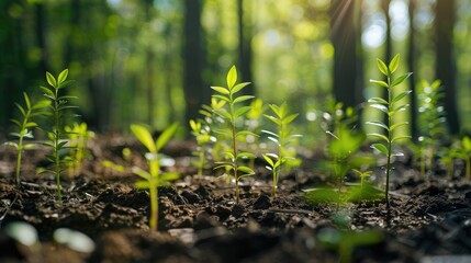 Attractive forest appearance of young tree saplings