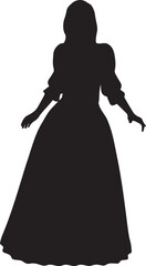 Woman in ball gown silhouette. Detailed silhouette of a woman in ball gown illustration. - 790548345