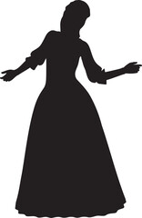 Woman in ball gown silhouette. Detailed silhouette of a woman in ball gown illustration. - 790548578