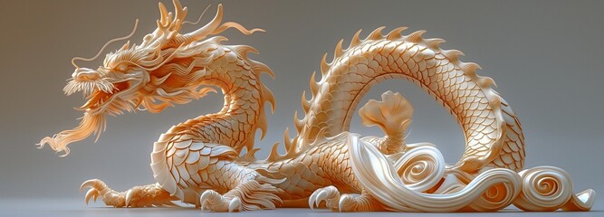 Chinese dragon, enormous and golden.