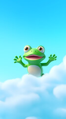 Obraz premium Cute cartoon animation style frog jumping in the air