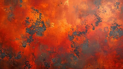 aged orange-red metal surface rusted. An old, oxidised patina with a copper hue