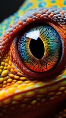 A closeup of a chameleons eye revealed a mesmerizing swirl of color, highlighting the creatures remarkable ability to see in multiple directions