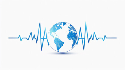 The globe with a pulsating rhythm line, illustrating the vitality of world health.