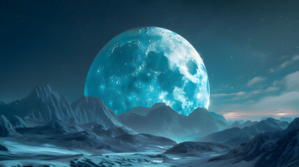 the moon over the mountains. Generative AI