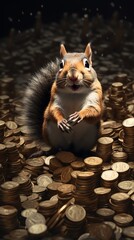A group of squirrels, notorious for hoarding nuts, attempted to use them as collateral for a bitcoin loan, only to find nutbased transactions were not yet supported by any major cryptocurrency exchang - obrazy, fototapety, plakaty