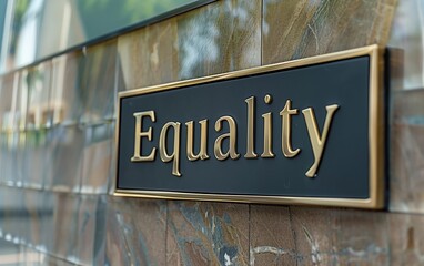Equality Street Sign Mounted on Wall - Inclusion Themes, Rights Advocacy, Public Spaces Communication - Government, Activism - obrazy, fototapety, plakaty